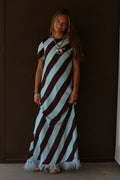 Diagonal Stripe Maxi Dress