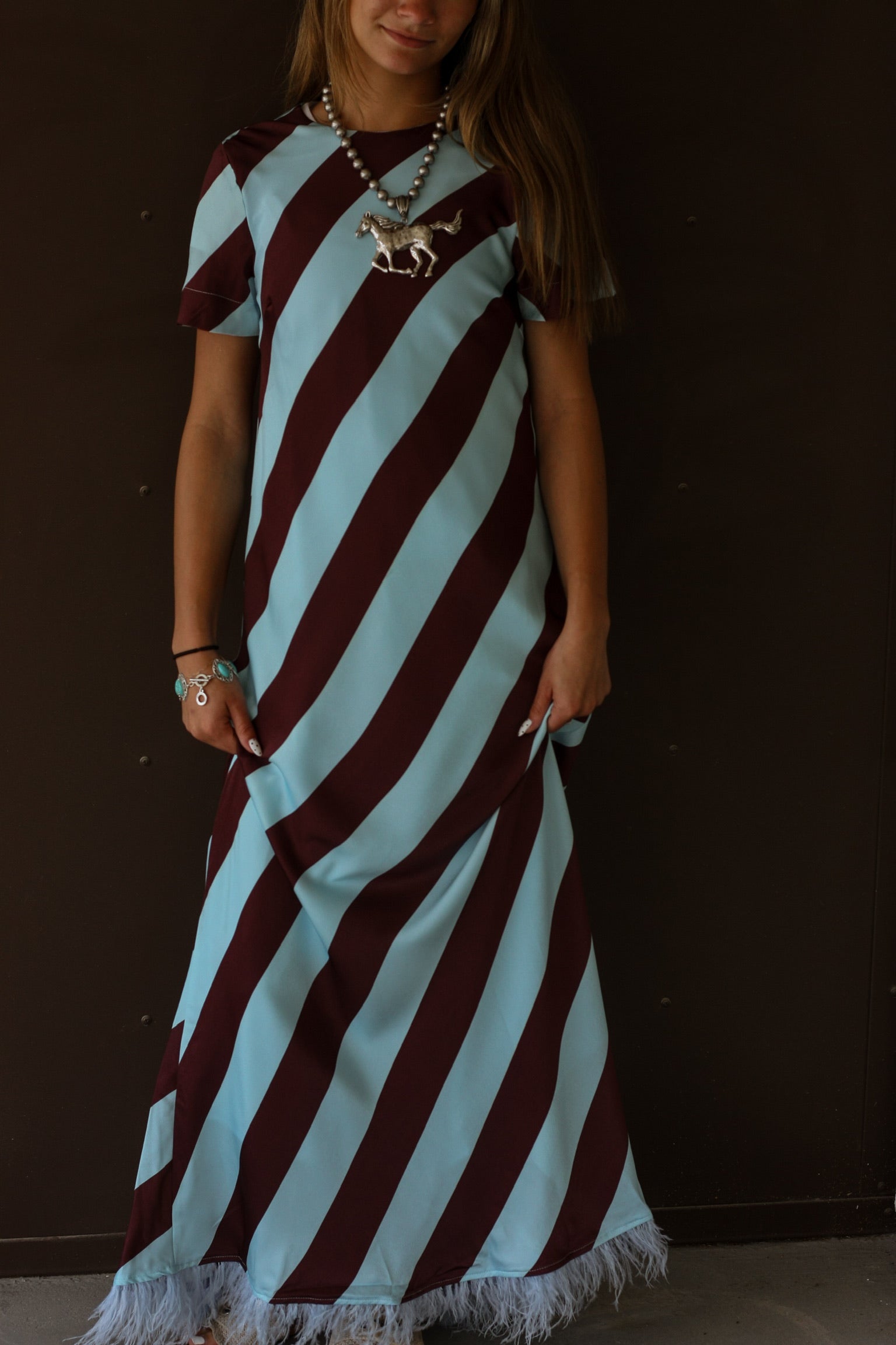 Diagonal Stripe Maxi Dress
