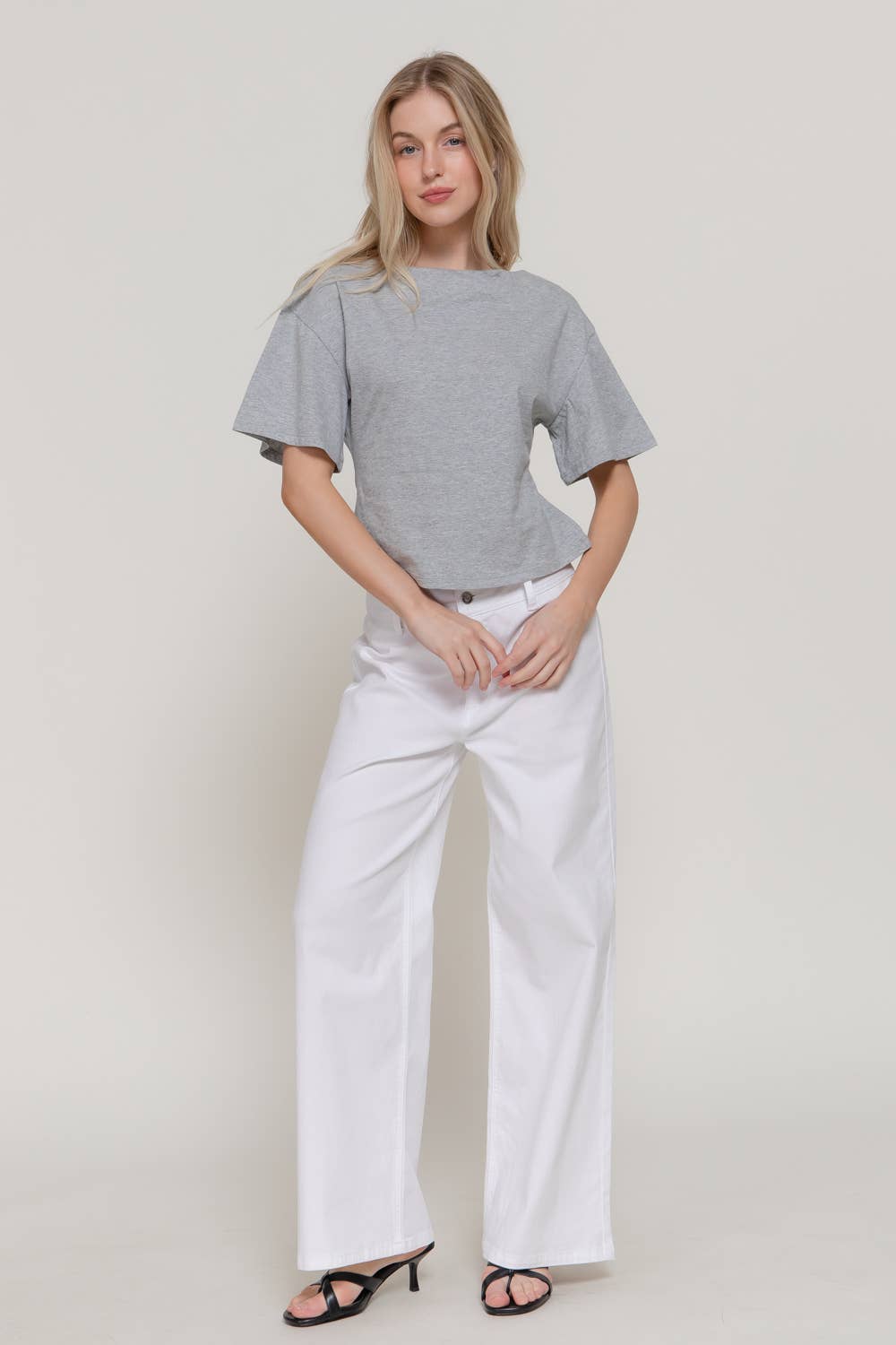Short Sleeve Boat Neck Top