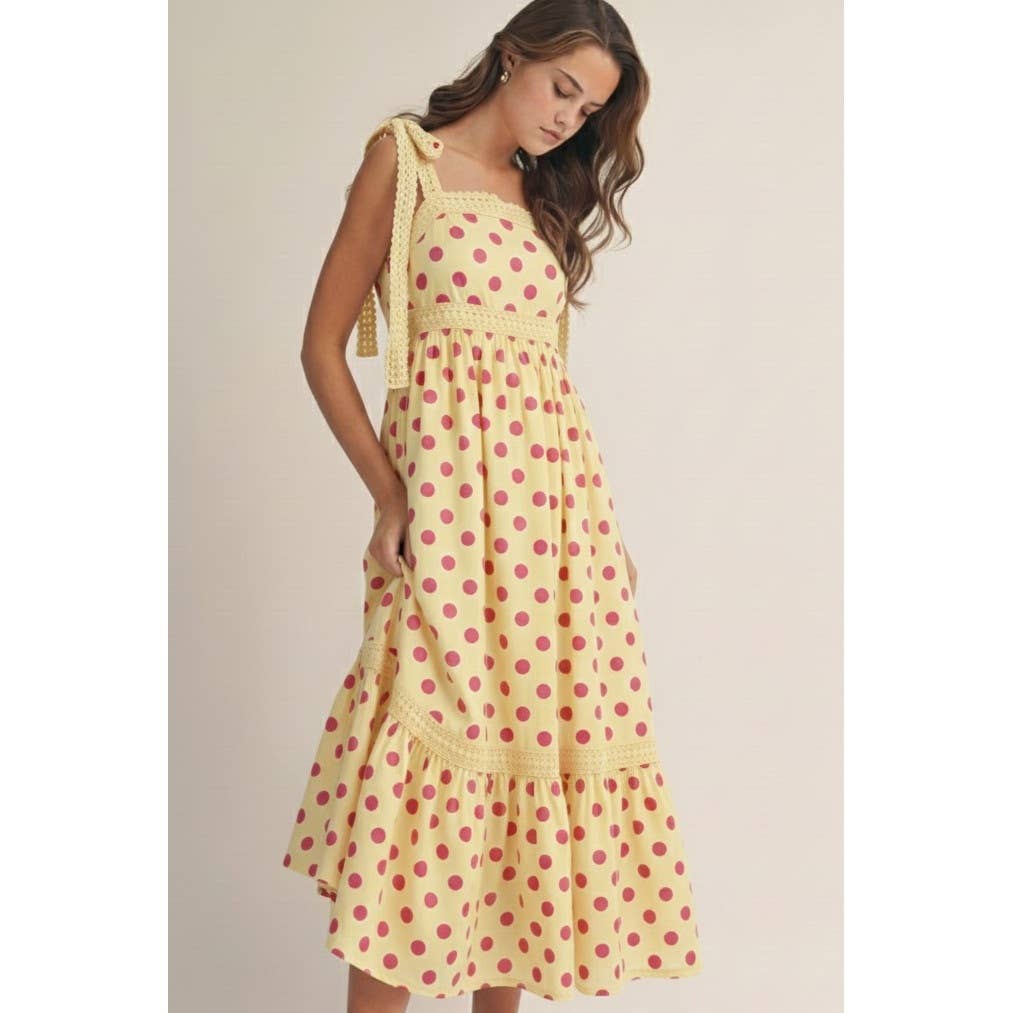Vintage Rose Garden Crochet Trim Maxi Sundress