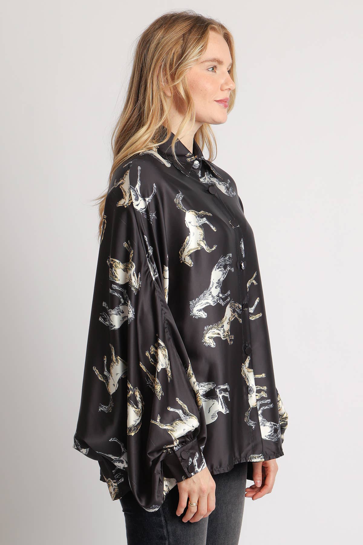 Stockyards Printed Satin Blouse