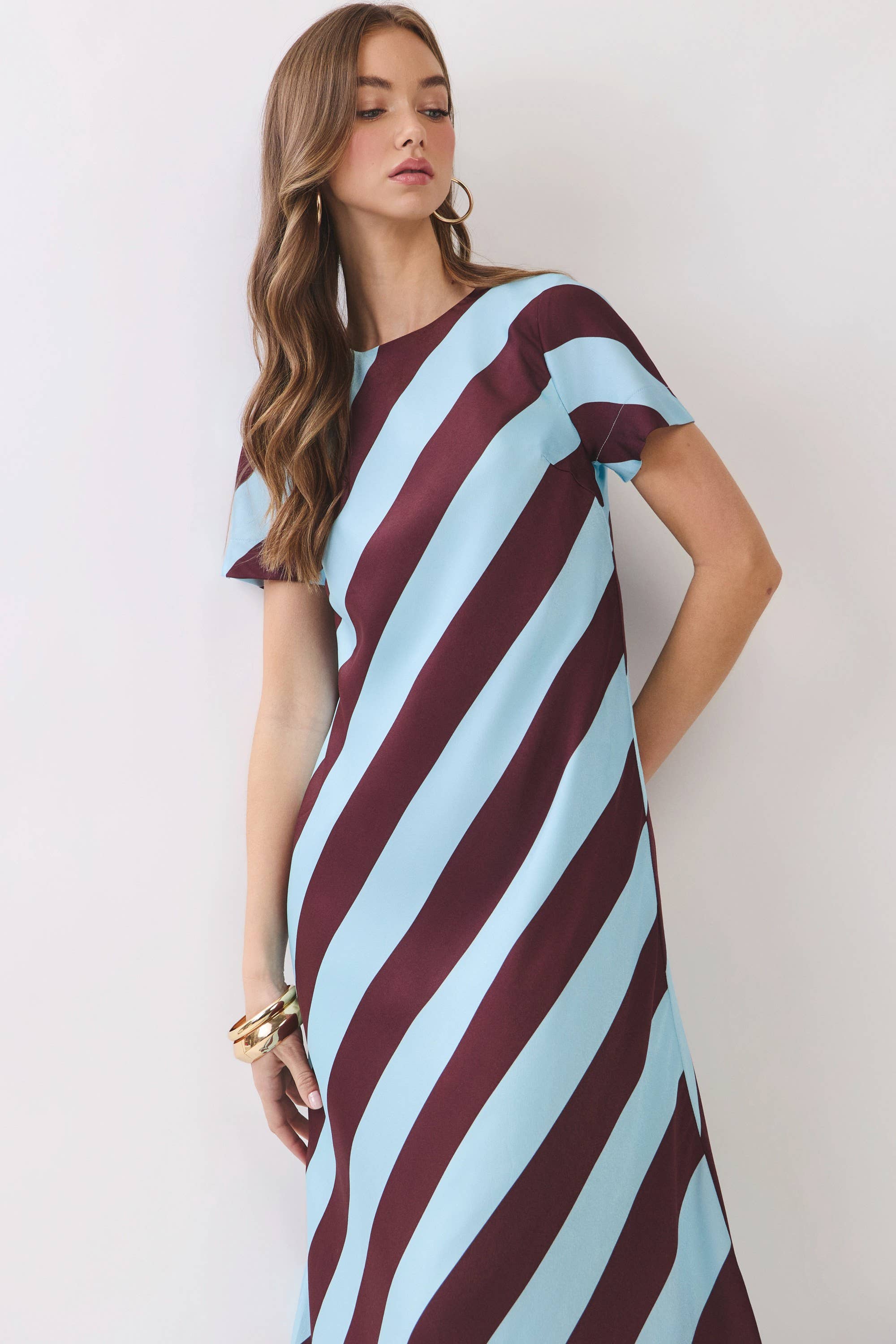 Diagonal Stripe Maxi Dress