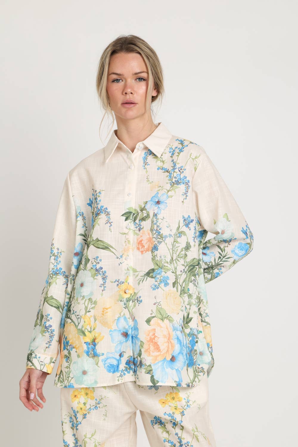 Botanical Print Relaxed Shirt And Trouser Set