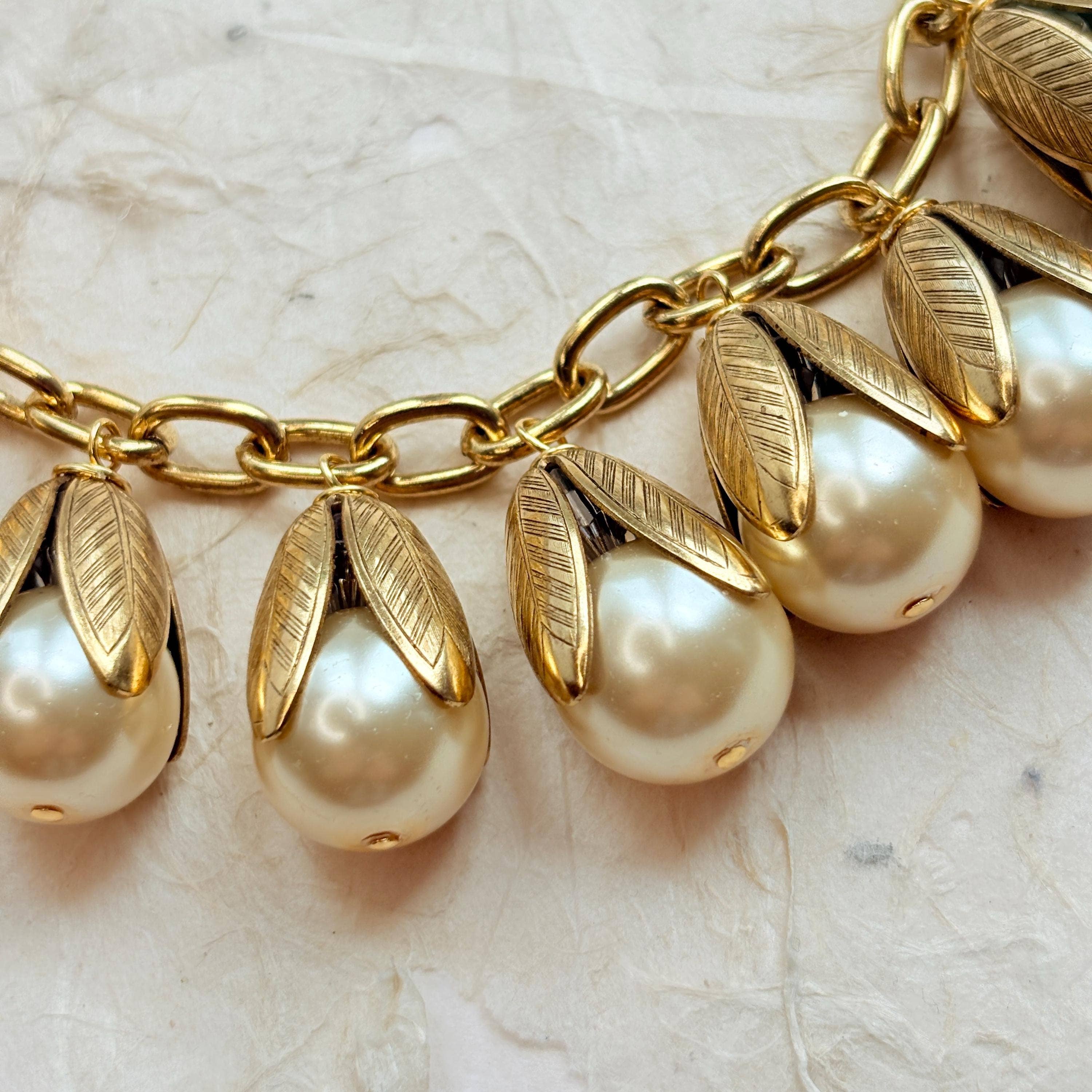 Cap Charm Necklace in Cream Pearl