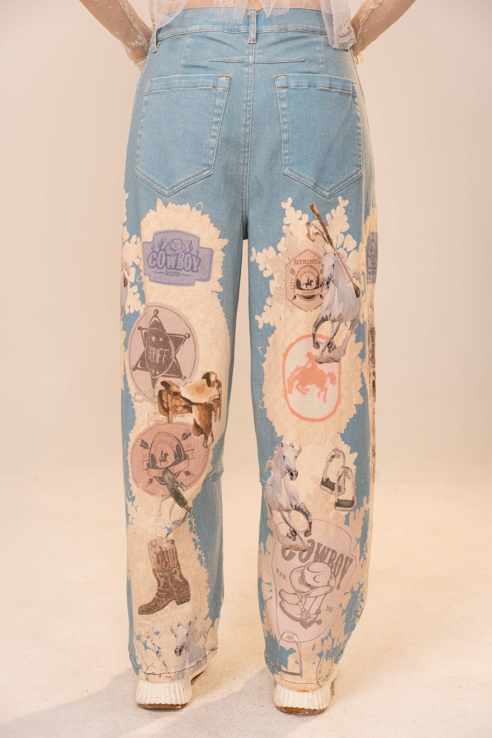 Western Patch Loose Jeans
