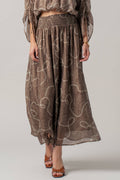Rope Print Smocked Waist Maxi Skirt