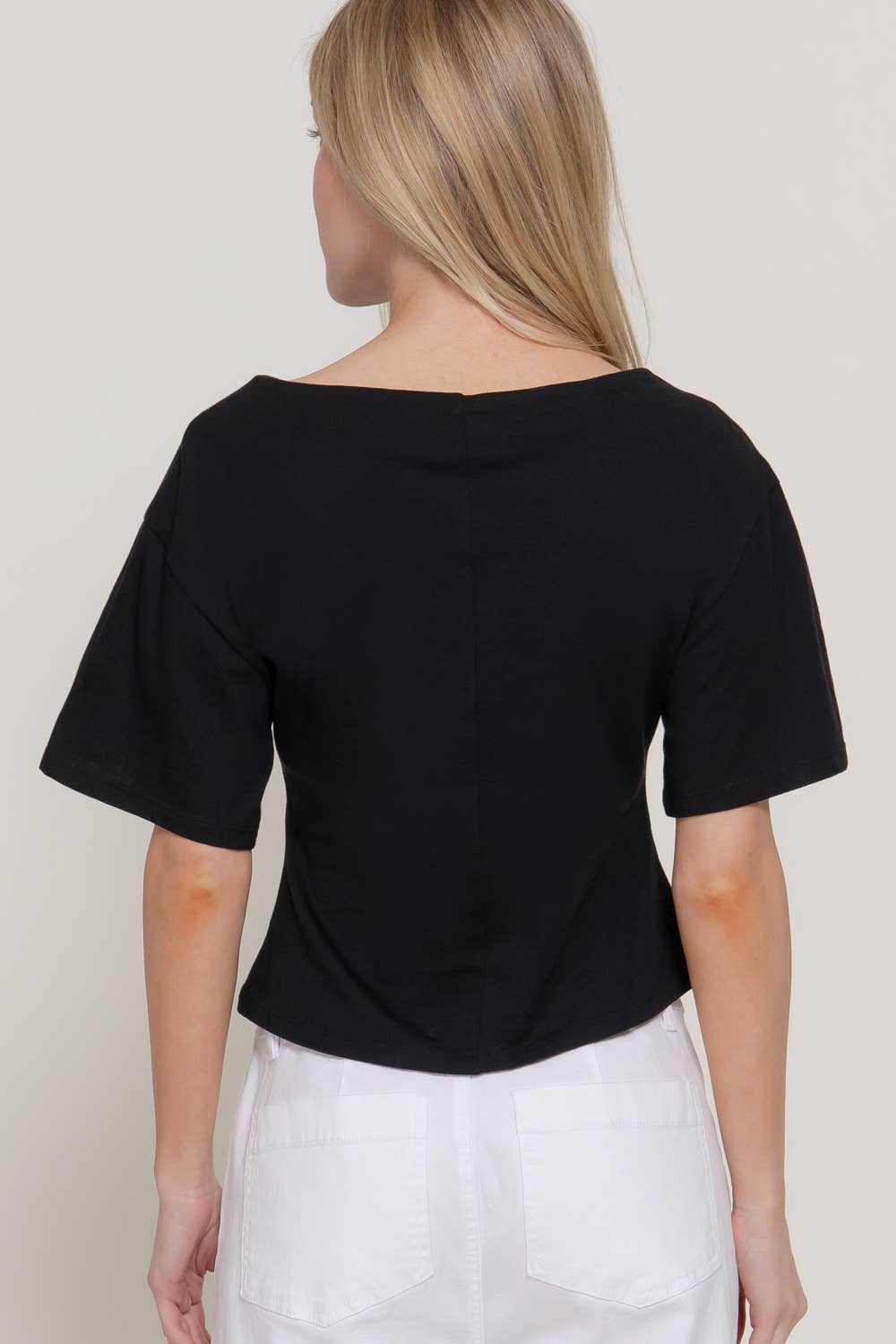 Short Sleeve Boat Neck Top