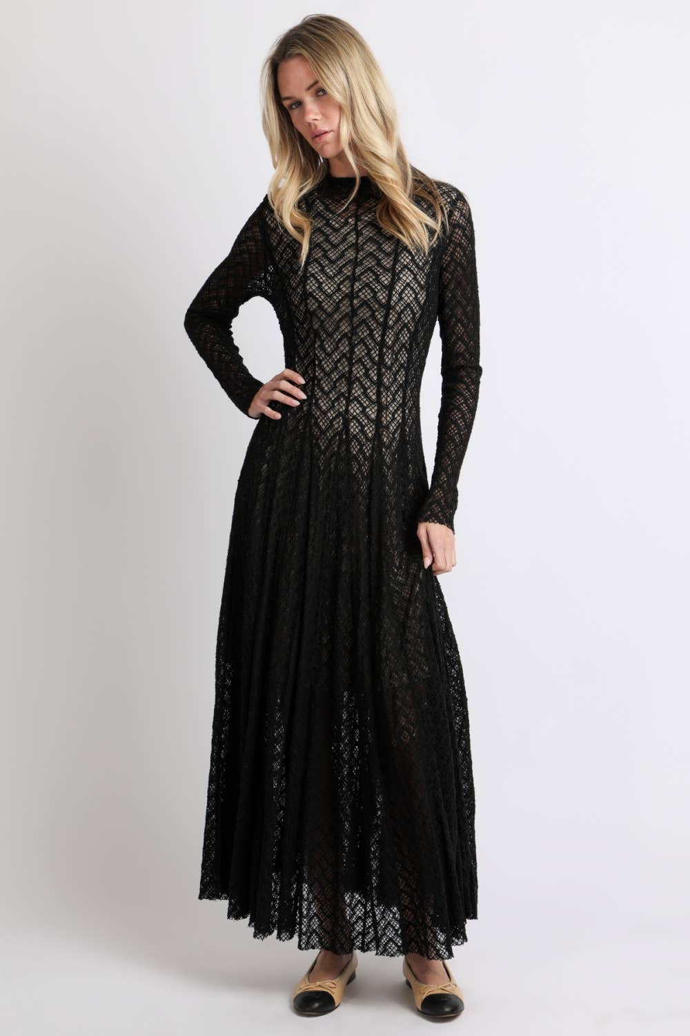 Geometric Crochet Lace Maxi Dress