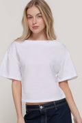 Short Sleeve Boat Neck Top