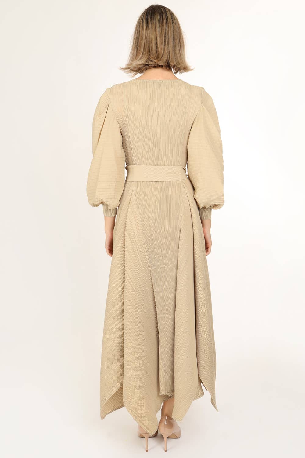 Bowtie Waist Pleats Maxi Dress