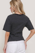 Short Sleeve Defined Silhouette Stripe Top