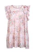 Micro Hollow Out Floral Print Ruffled Mini Dress