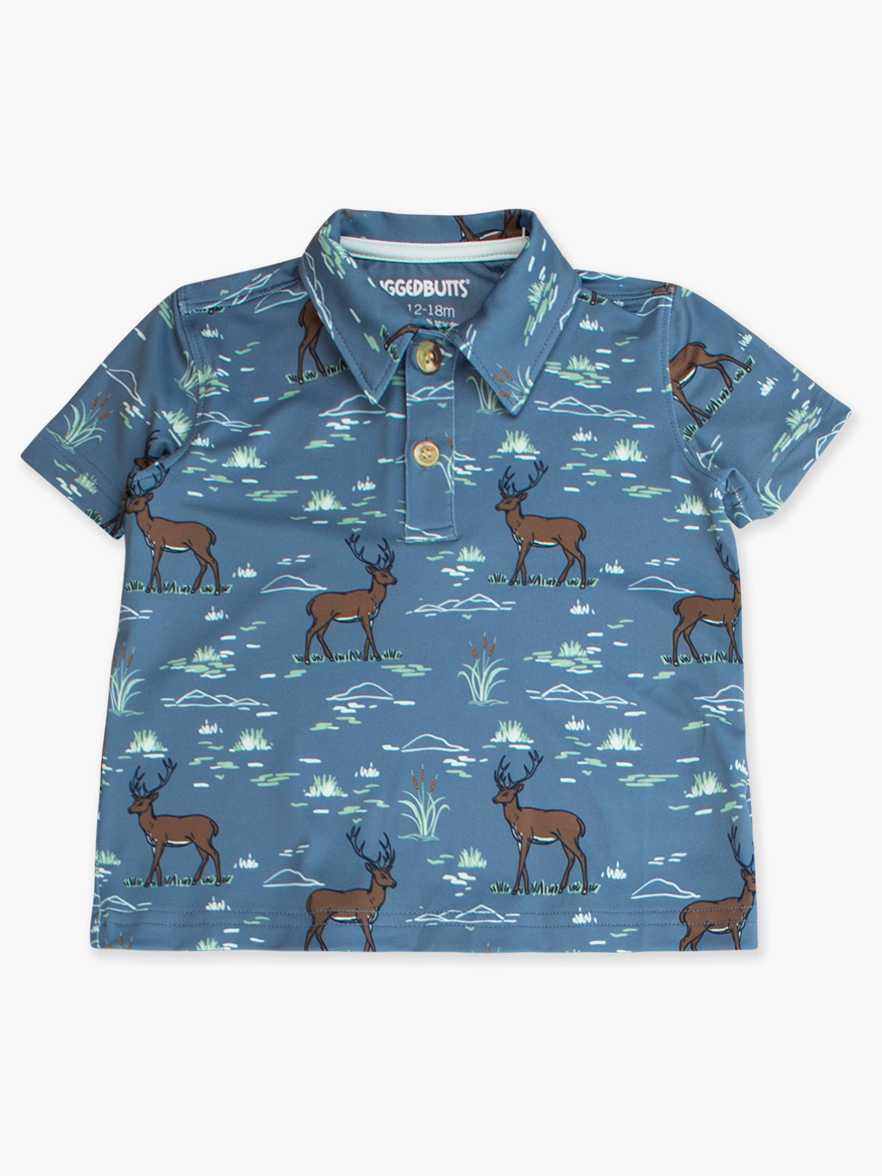 Boys Deer Antler Adventure Knit Short Sleeve Performance Polo