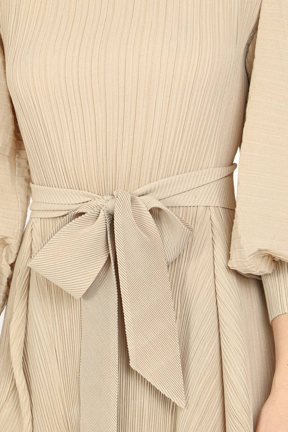Bowtie Waist Pleats Maxi Dress