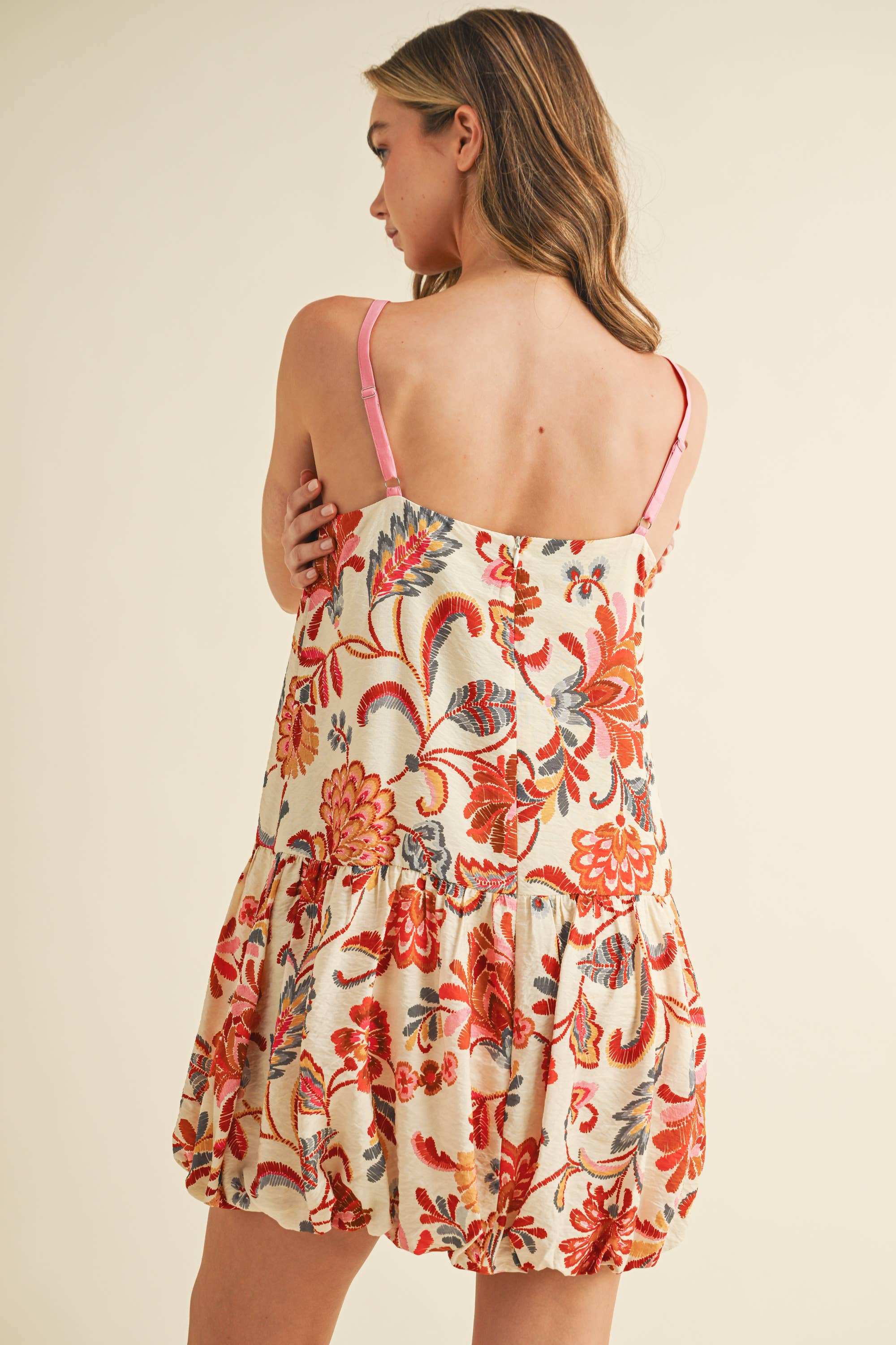 Floral Print Bubble Hem Mini Dress