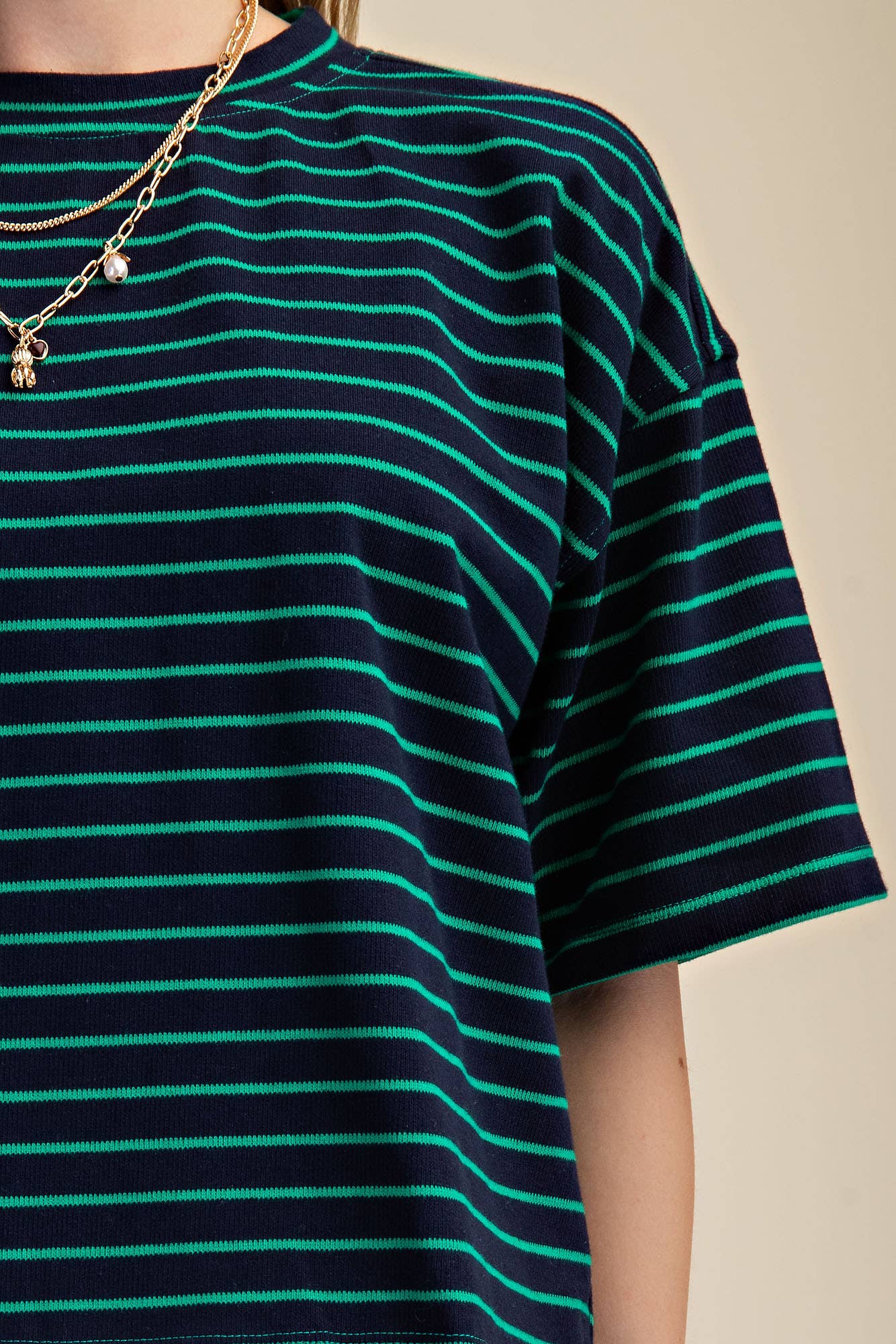 Round Neck Wide Sleeve Pullover Stripe Everyday Top