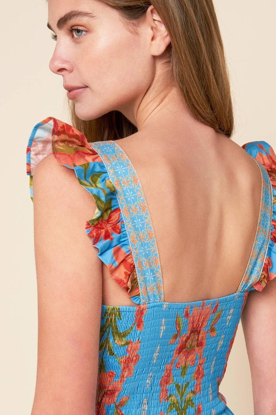 Floral Ruffle Midi Dress