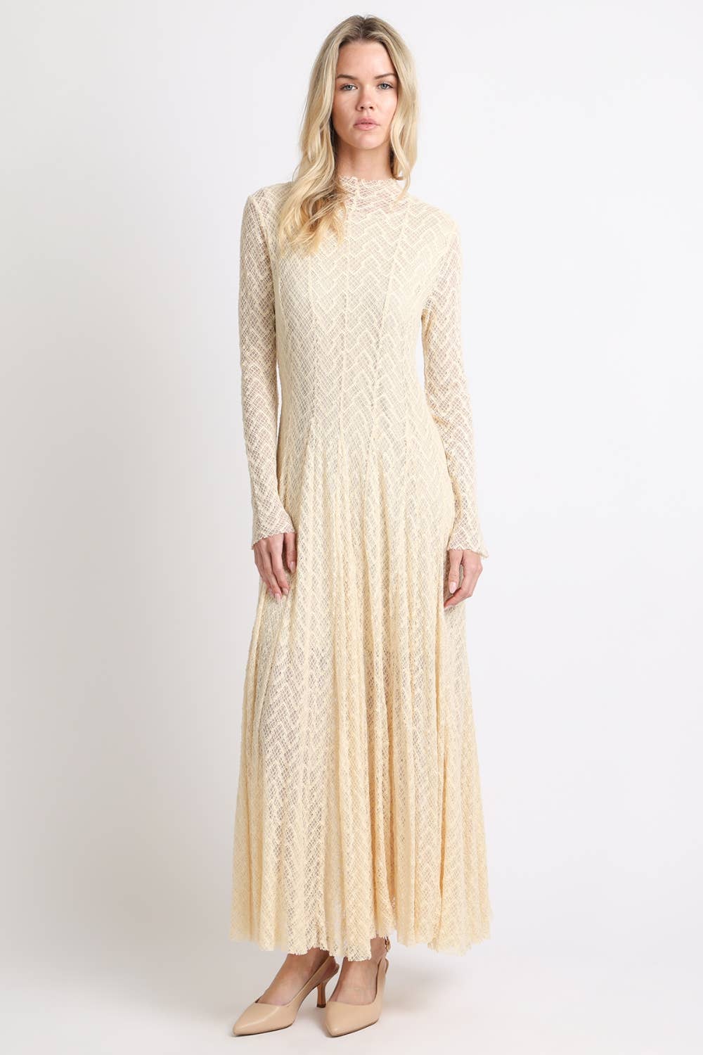 Geometric Crochet Lace Maxi Dress