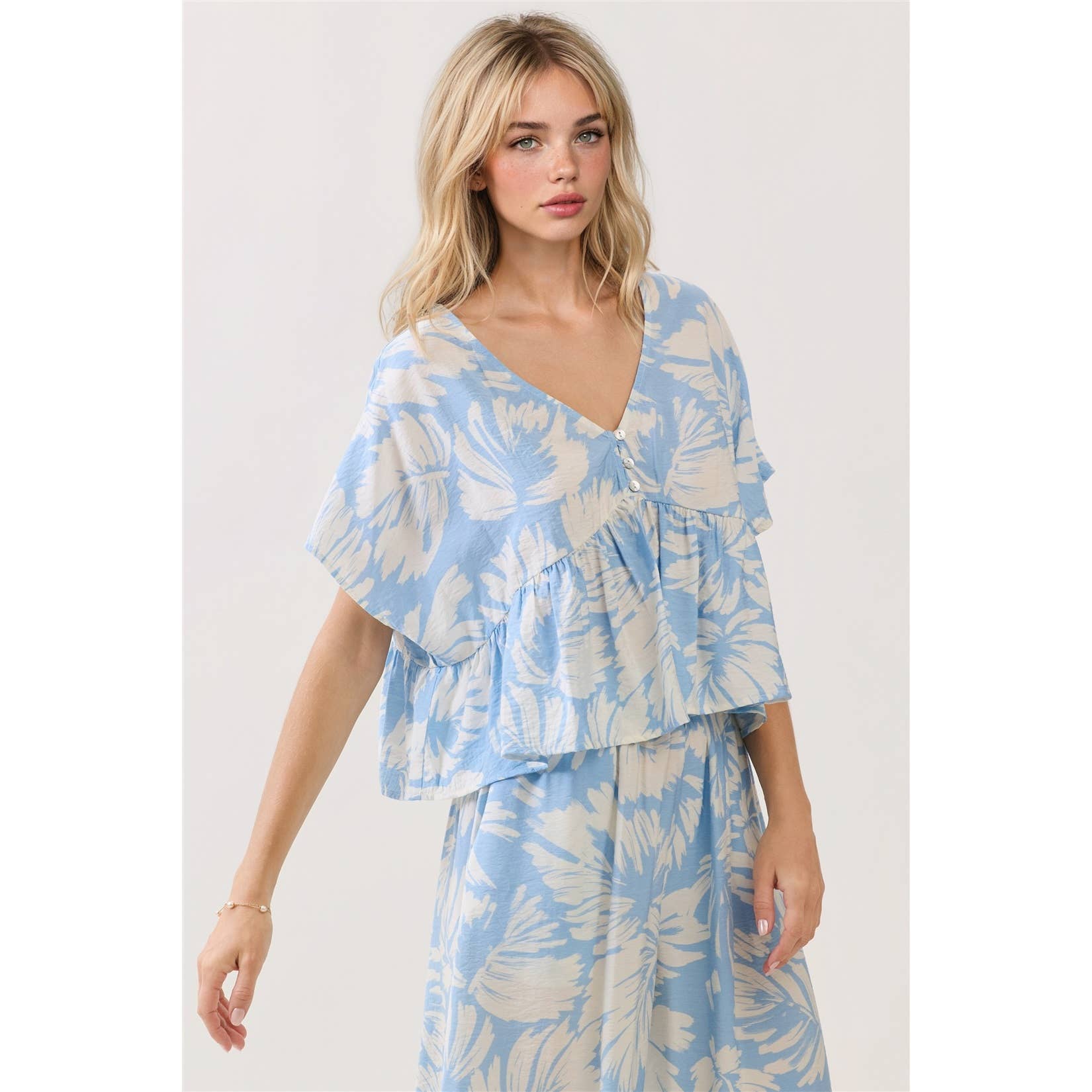 V-neck Babydoll Loose Fit Top