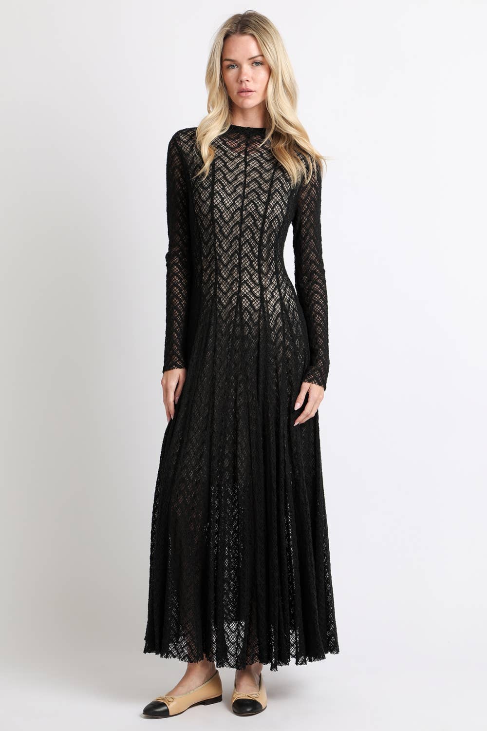 Geometric Crochet Lace Maxi Dress