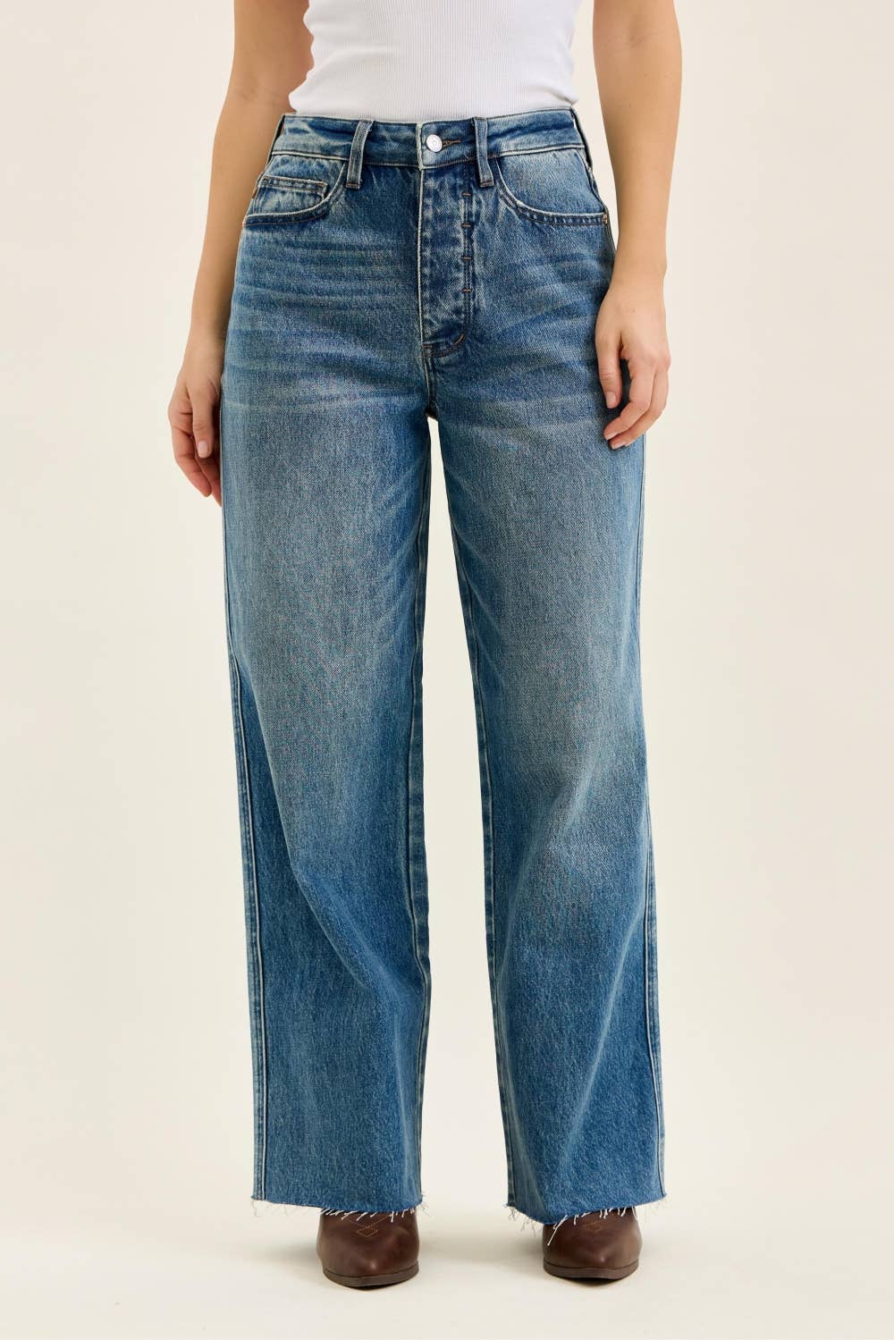 Rigid Front Wide Leg Jeans