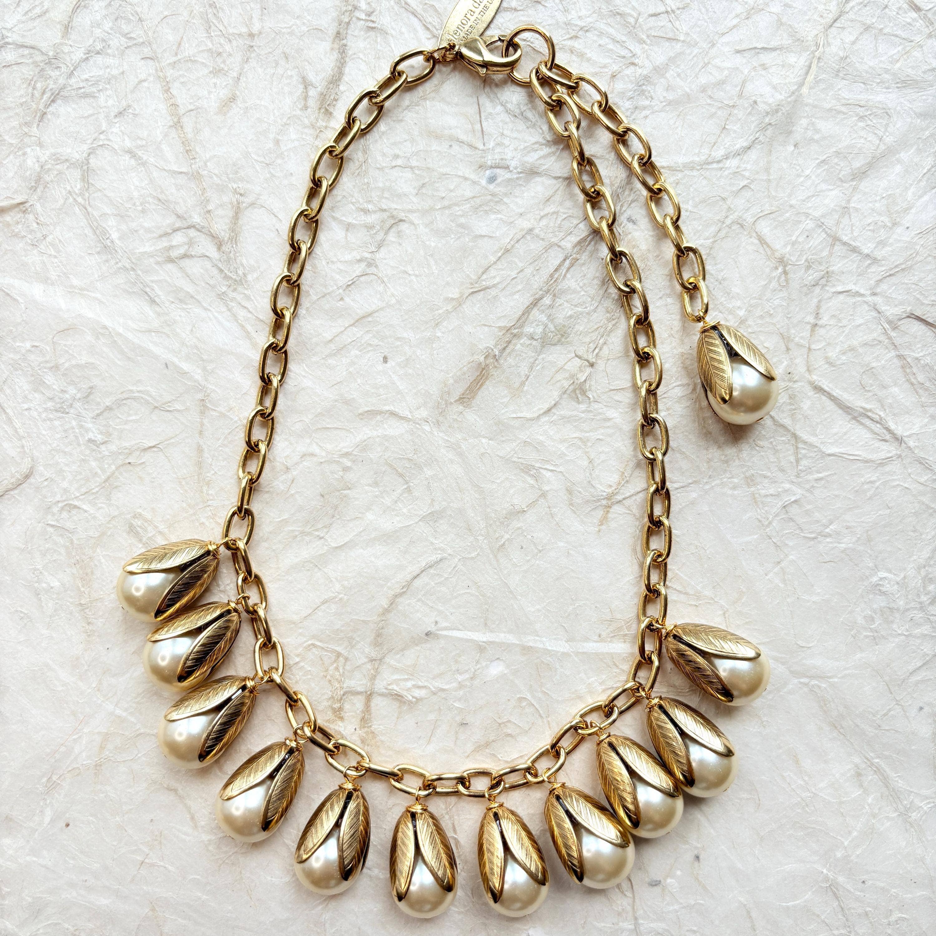 Cap Charm Necklace in Cream Pearl
