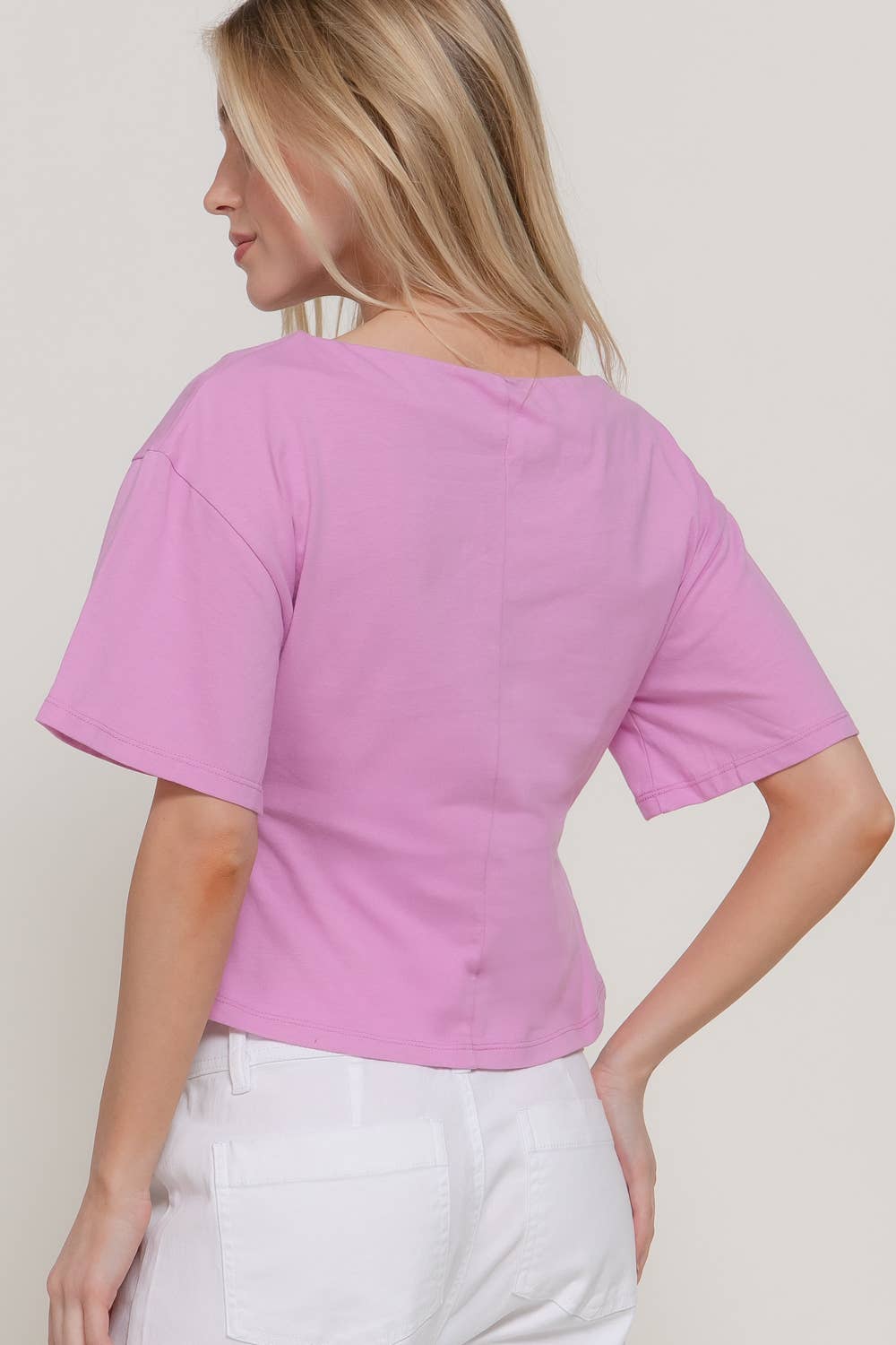 Short Sleeve Boat Neck Top