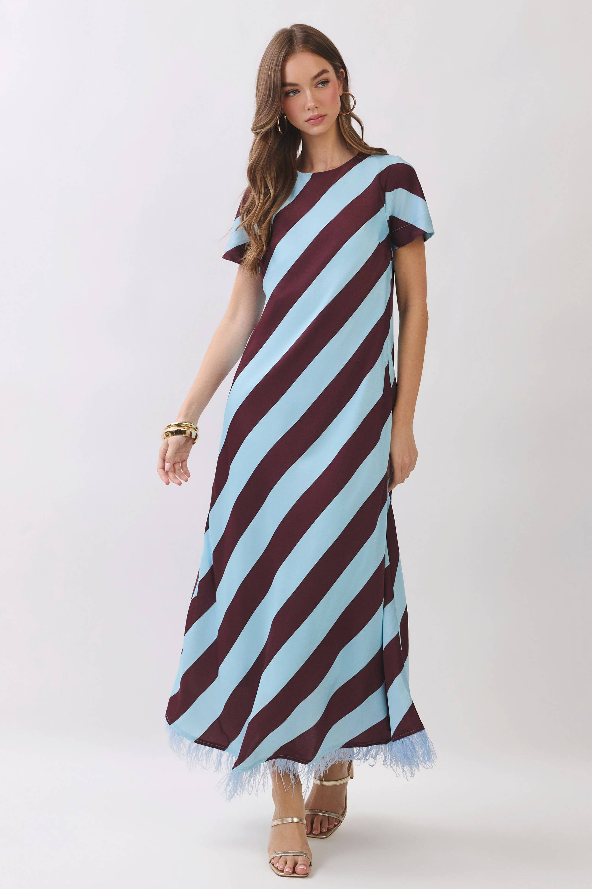 Diagonal Stripe Maxi Dress