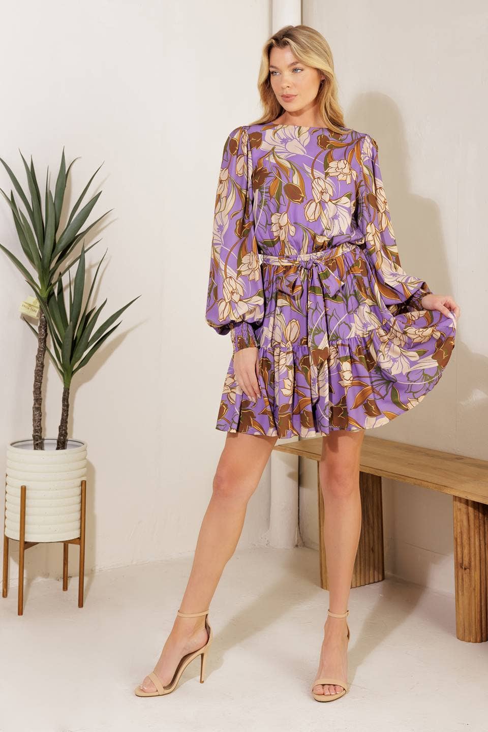Purple Floral Mini Dress