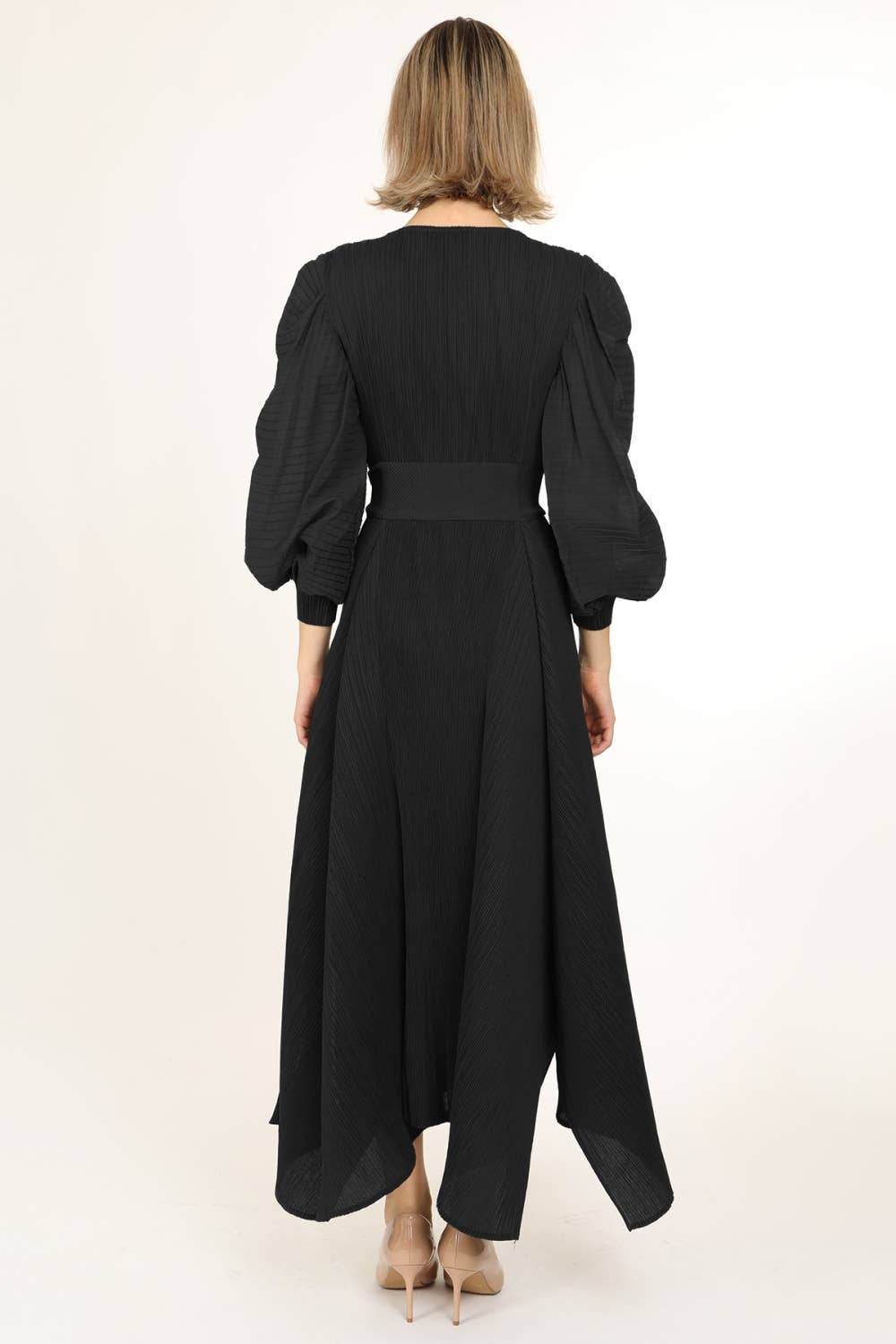 Bowtie Waist Pleats Maxi Dress